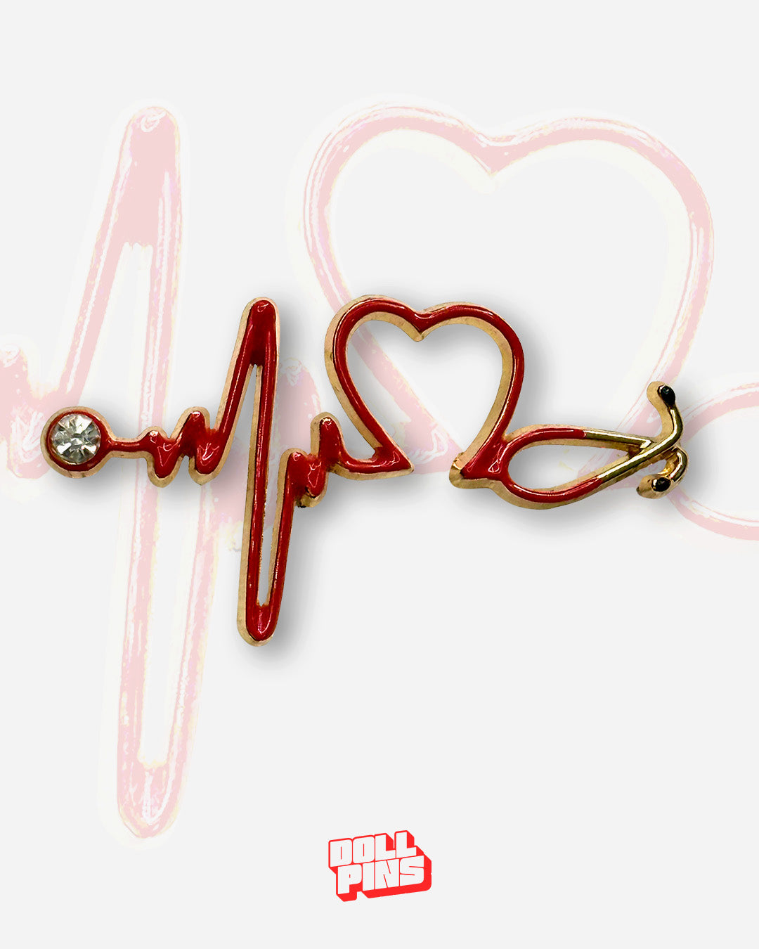 BROCHE CORAZÓN ELECTROCARDIOGRAMA