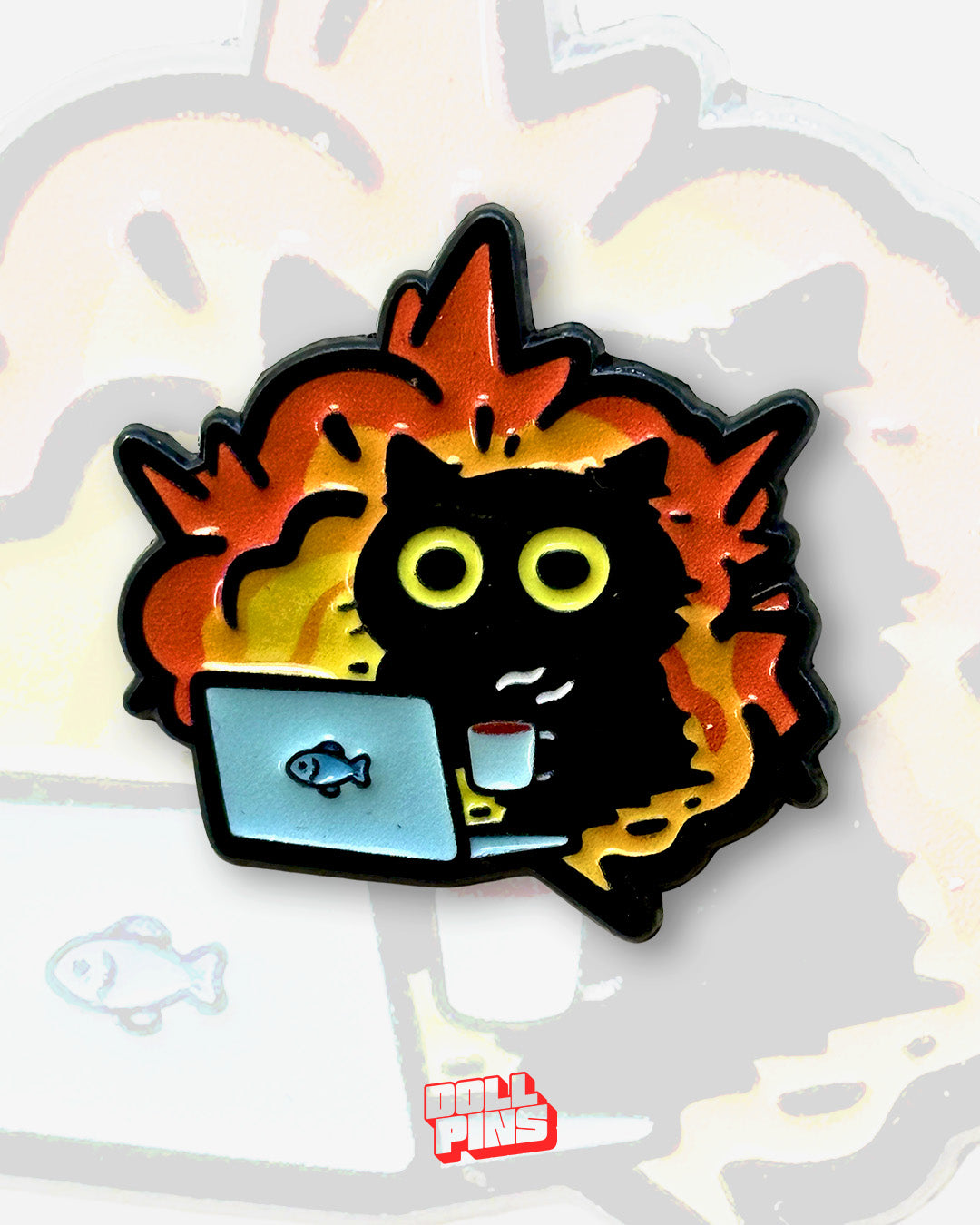 GATO EN LLAMAS CON COMPUTADOR
