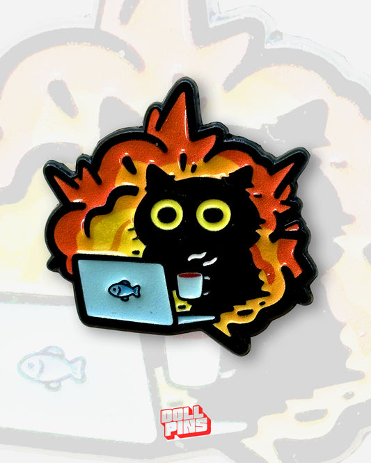 GATO EN LLAMAS CON COMPUTADOR