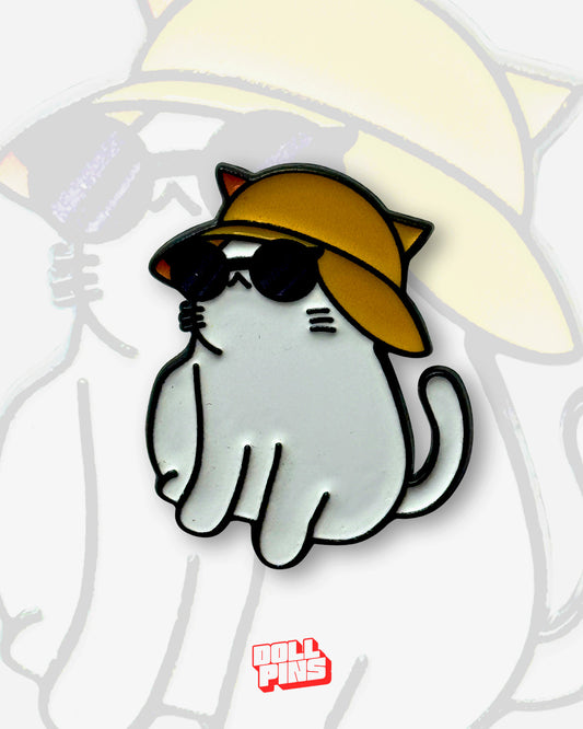 GATO BLANCO LENTES Y SOMBRERO