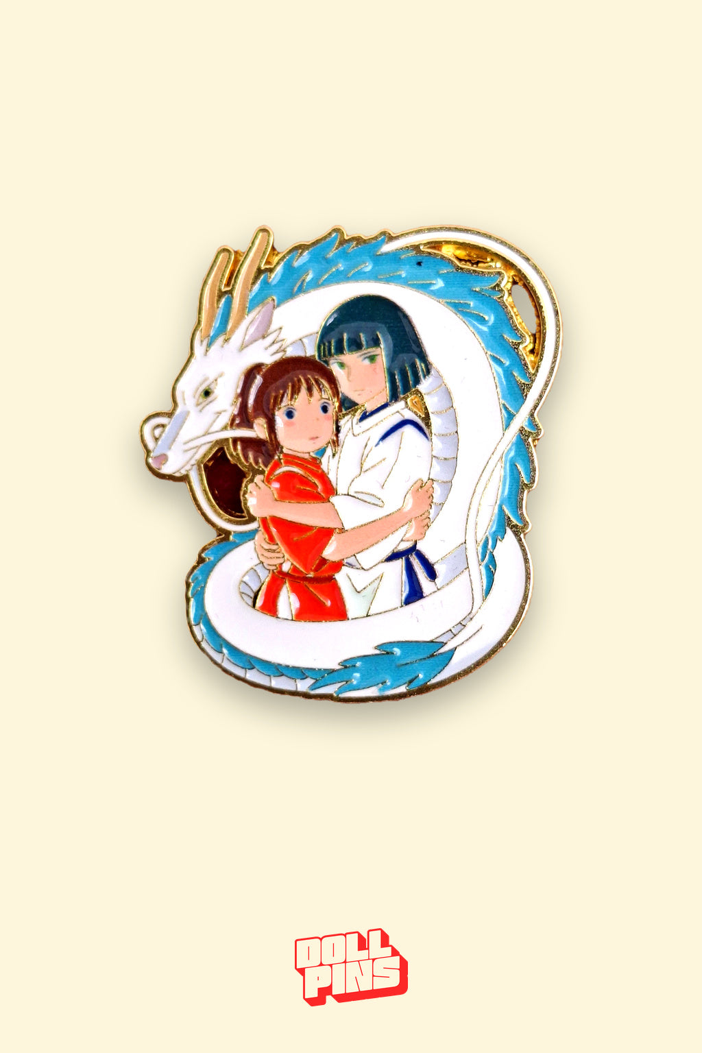 CHIHIRO Y HAKU ABRAZADOS CON DRAGÓN BLANCO