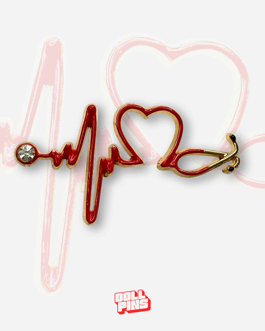 BROCHE CORAZÓN ELECTROCARDIOGRAMA